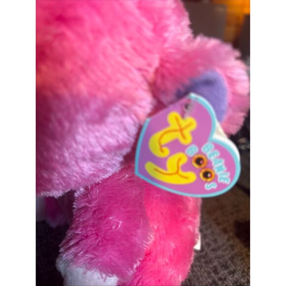 Ty Beanie Boos Razberry Pink Plush Monkey With Big Eyes Soft Stuffed Animal - Picture 3 of 7